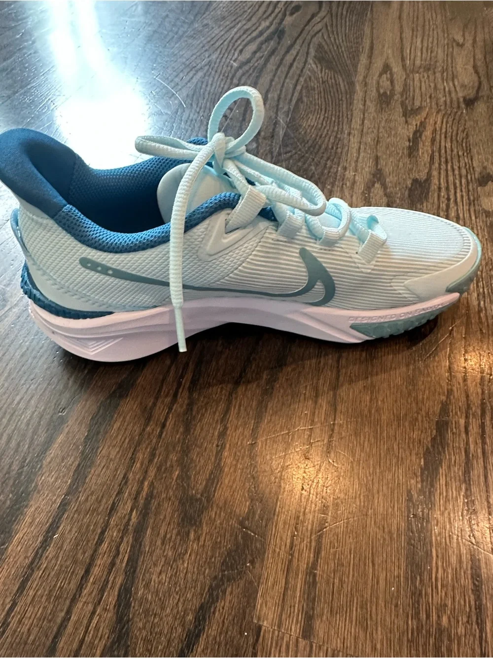 Nike Kids Athletic Sneakers - White & Teal Blue
